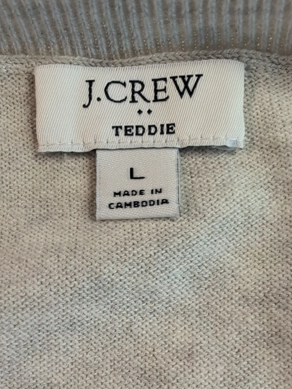 J. Crew Teddie Cotton Crewneck Sweater Red Sequin Apple Size Large EUC